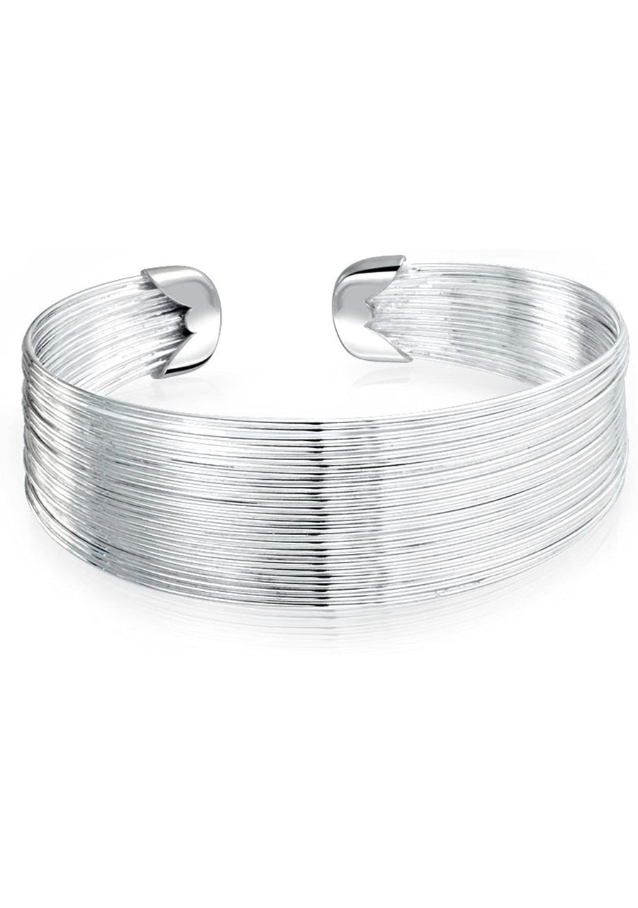 Sterling Silver Multi Layered Thin Wire Bangle
