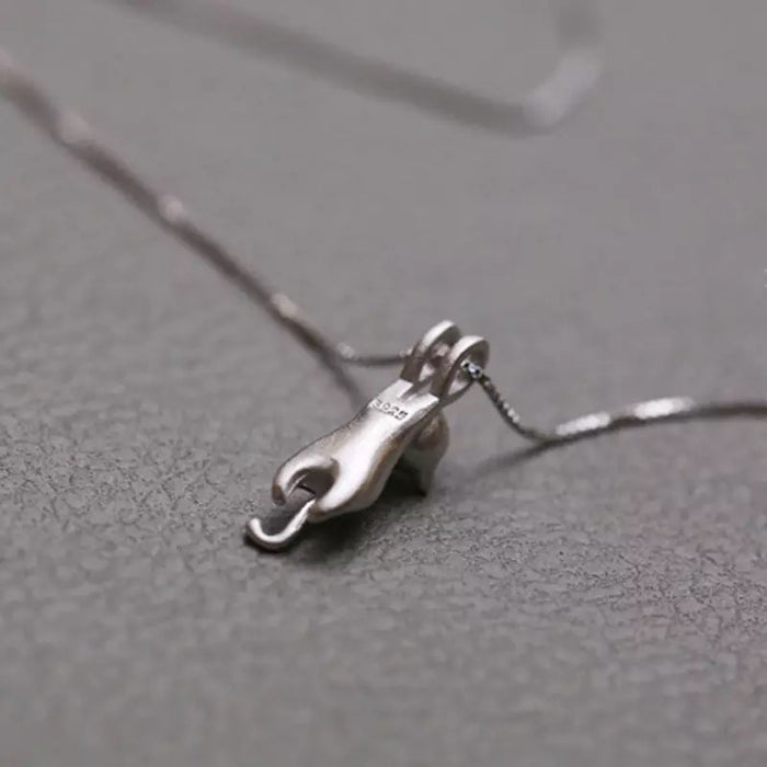 925 Sterling Silver Cat Pendant Necklace