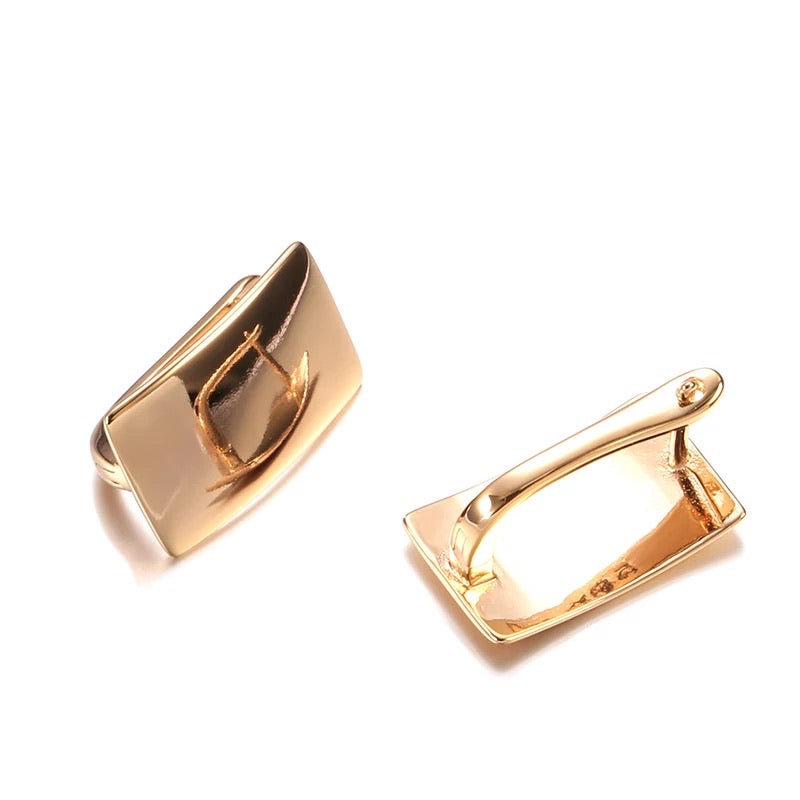 Glossy Dangle Rose Gold Simple Square Earrings