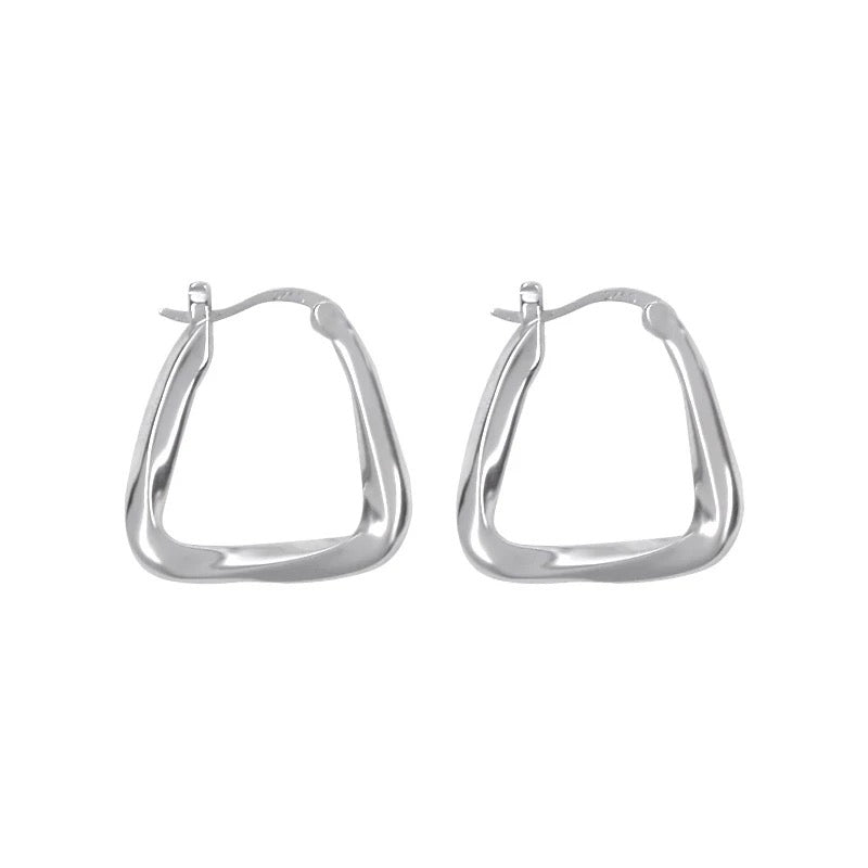 Silver 20mm Triangle Hoop Large Twist Earrings