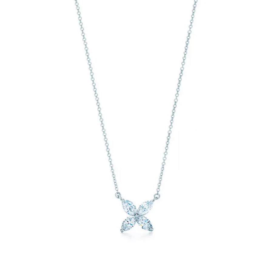 Crystal Four-leaf Clover Sterling Silver Necklace