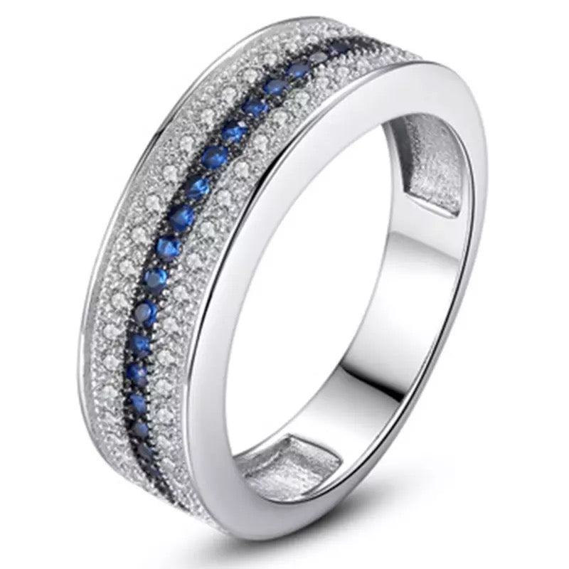 Sterling Silver Sapphire Crystal Zirconia Gemstone Ring