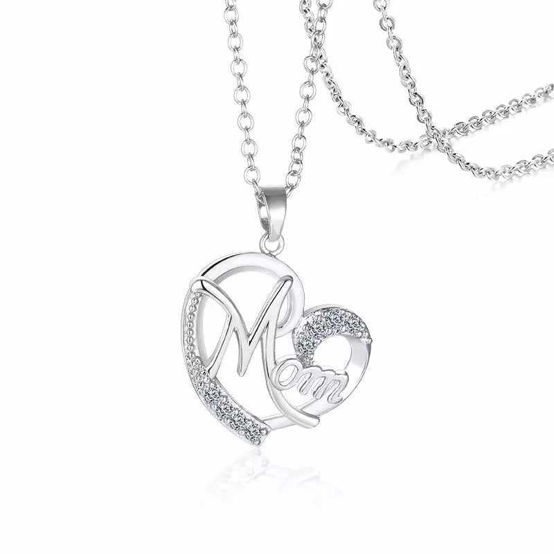 925 Sterling Silver Crystal ‘Mom’ Necklace