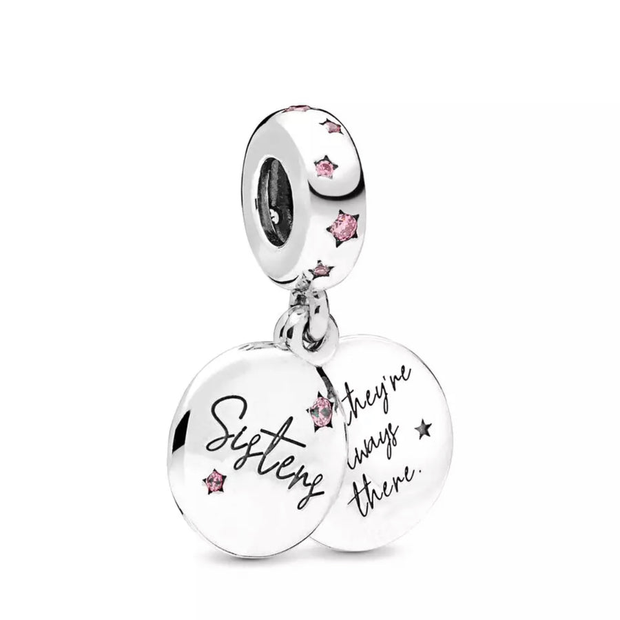 925 Sterling Silver Double Disc Sister Pendant Charm