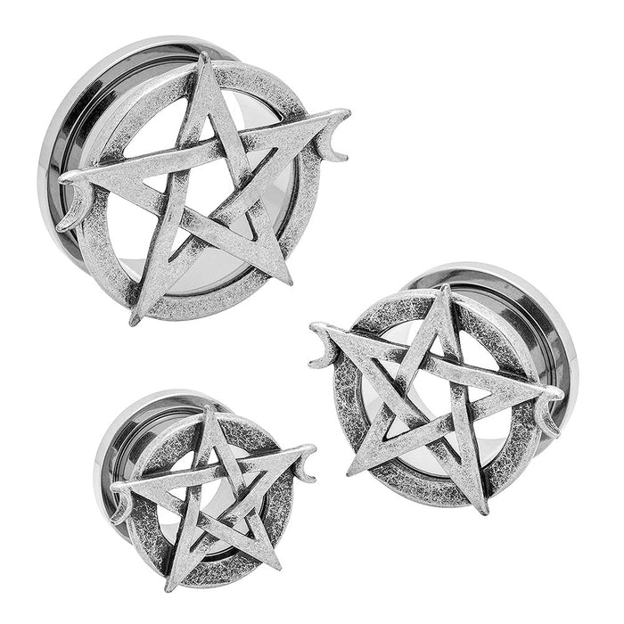 Pentagram Surgical Steel Ear Plugs | 8mm - 25mm