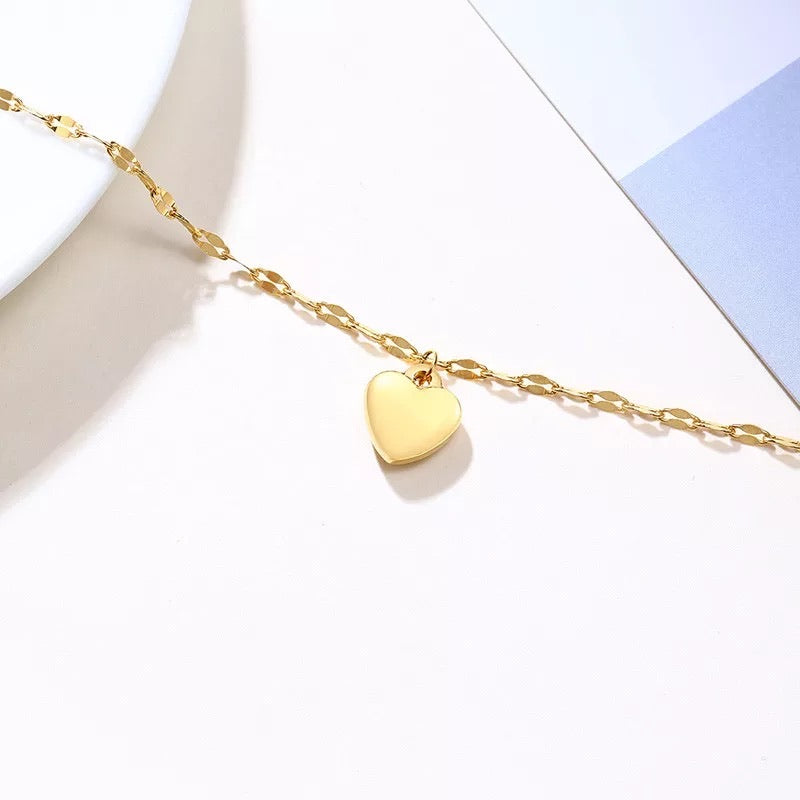 18 Carat Yellow Gold Plated Sterling Silver Heart Bracelet 7.5 Inch
