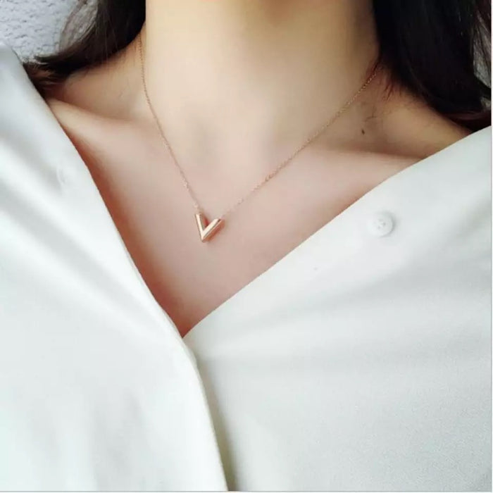 Women's V Shape Pendant Necklace