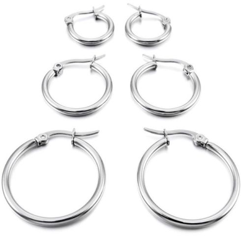 Stainless Steel Hoop Sleeper Earrings 10mm-65mm (2mm Thickness)