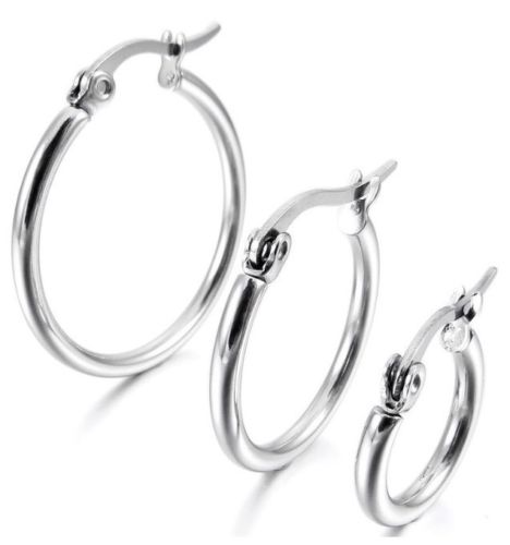 Stainless Steel Hoop Sleeper Earrings 10mm-65mm (2mm Thickness)