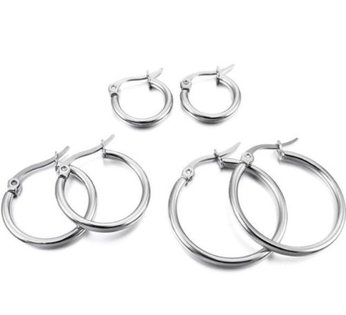 Stainless Steel Hoop Sleeper Earrings 10mm-65mm (2mm Thickness)