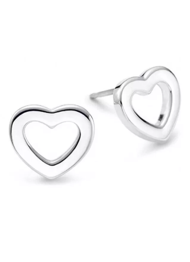 Girl's Silver Heart Stud Earrings