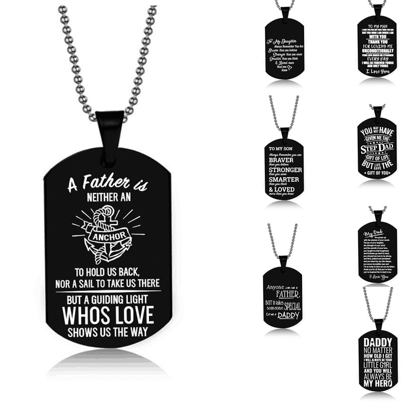 Black Dog Tag Fathers Necklace Collection