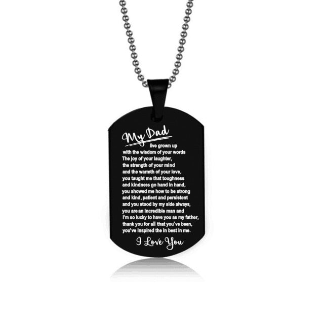 Black Dog Tag Fathers Necklace Collection