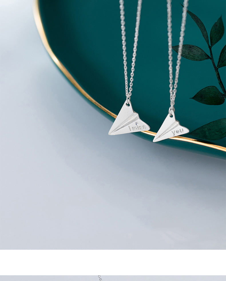 Sterling Silver Mum & Daughter Paper Plane Necklace