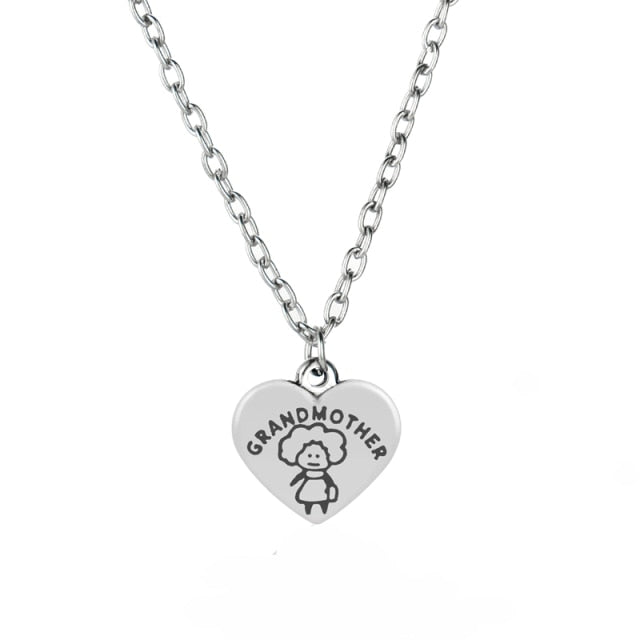 Novelty Child’s Writing Family Heart Necklace