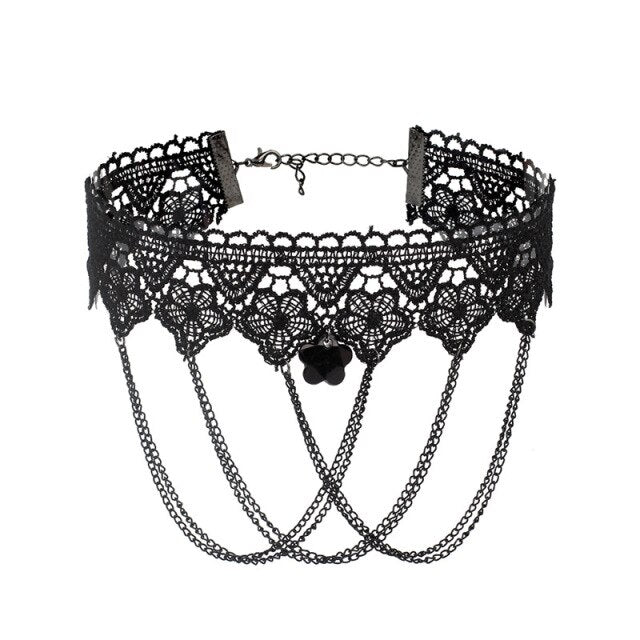 'The Dark Queen' Victorian Black Lace Vintage Choker Collection