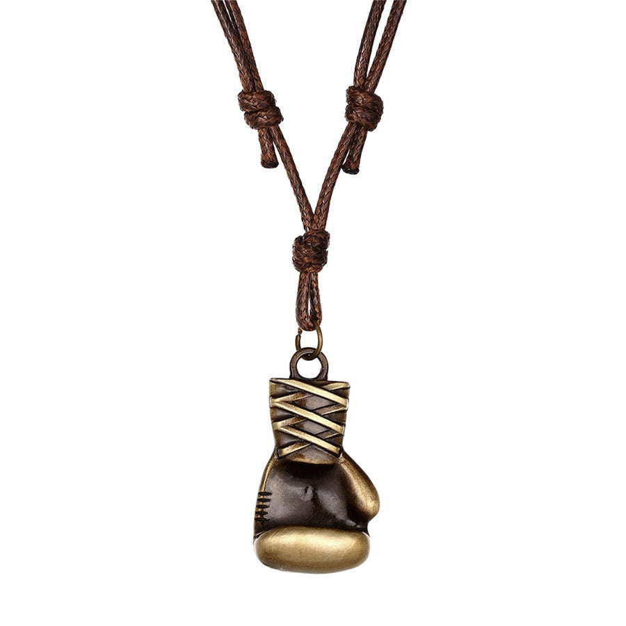 Boxing Glove Pendant Adjustable Leather Necklace