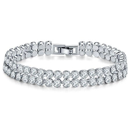 Silver Double Row Crystal Tennis Bracelet