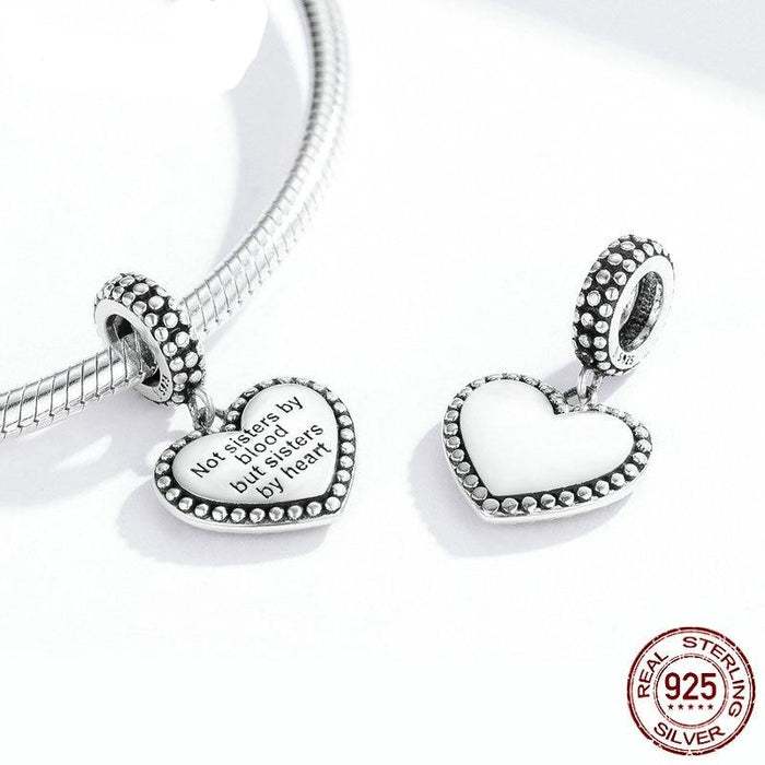 925 Sterling Silver 'Sisters by Heart' Dangle Charm