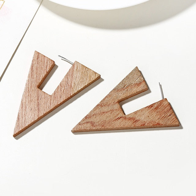 Natural Wood Drop Earring Collection