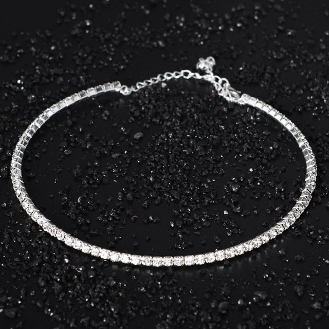 Silver Crystal Choker Necklace Collection