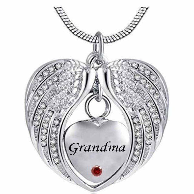 Angel Wings Heart Memory  Lockett Necklace