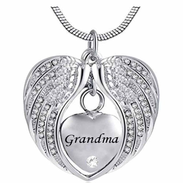 Angel Wings Heart Memory  Lockett Necklace