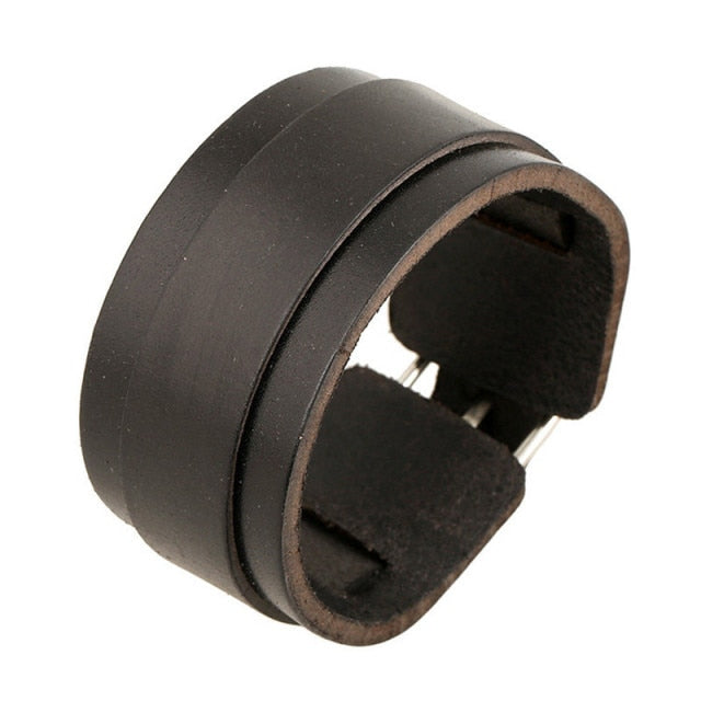 Double Belt Wide Leather Bracelet