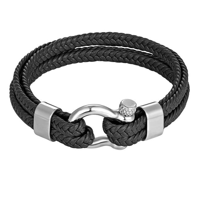 Mens Handmade Woven Anchor Leather Cord Bracelet Jewelry Unisex PU Leather  Bracelet With Anchor Alloy Clasp 8.6 Inches Length Adjustable price in UAE,  UAE
