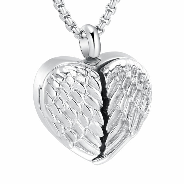 Sterling Silver Angel Wings Heart Memory Locket