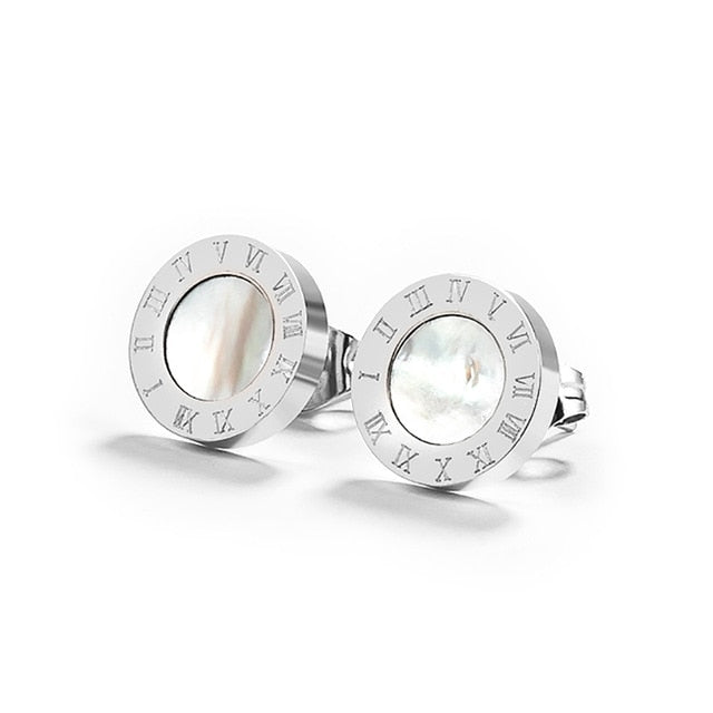 Stainless Steel Roman Numeral Stud Earring Collection