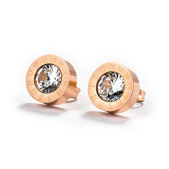 Stainless Steel Roman Numeral Stud Earring Collection