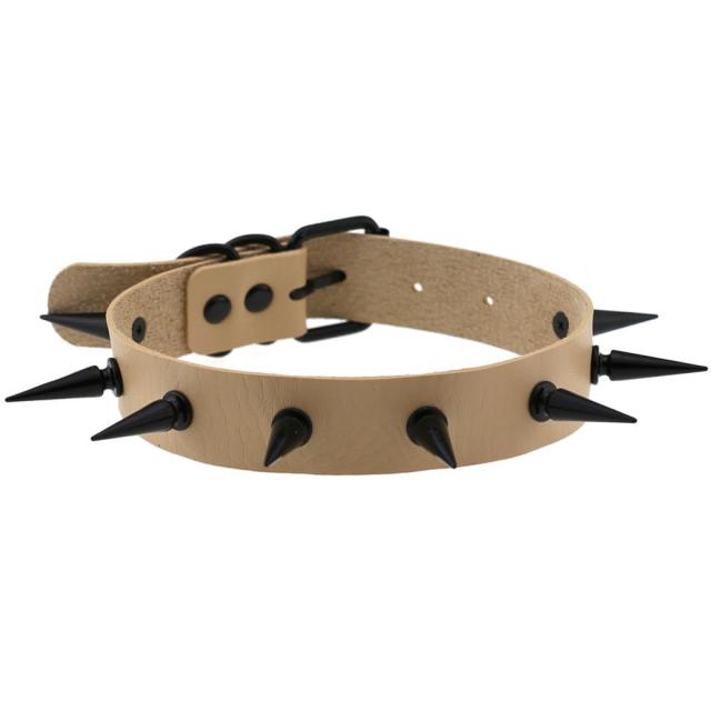 Black Spiked Faux Leather Choker Collar