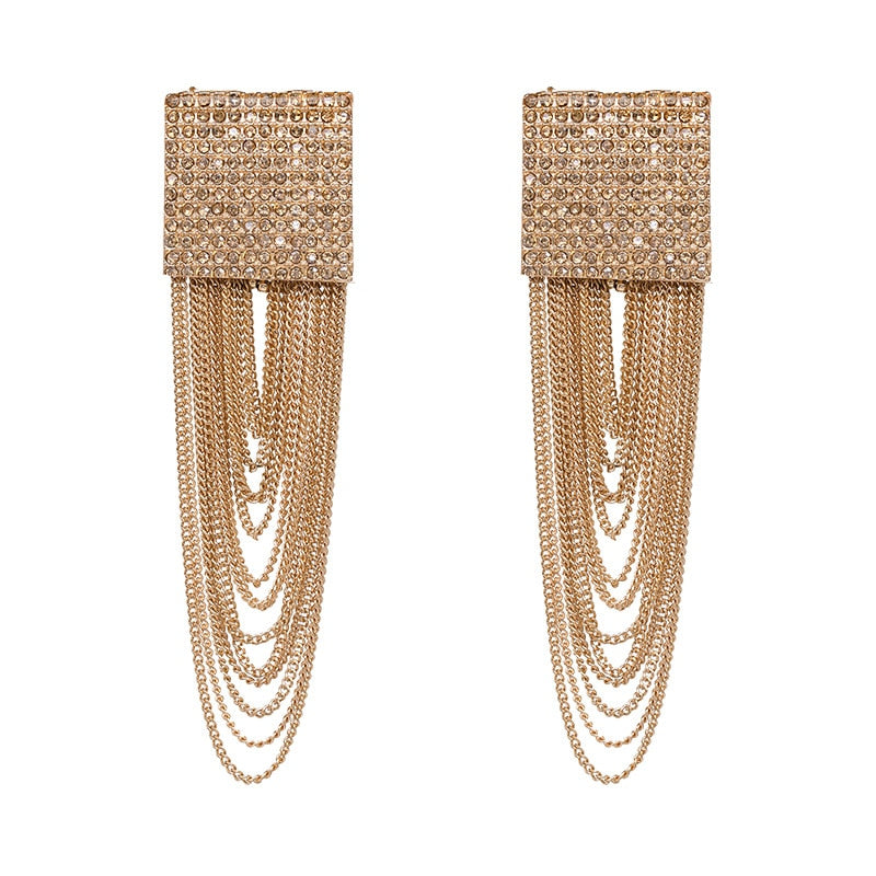 Gold Layered Draping Metal Tassel Drop Earrings
