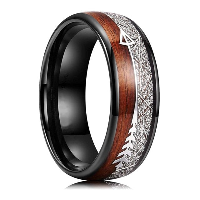 Wood Resin And Stainless Steel 8mm Combination Ring
