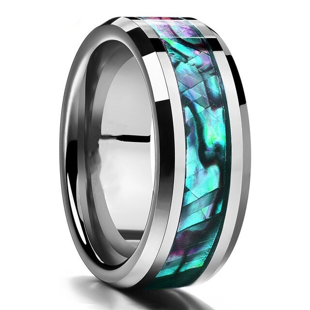 Wood Resin And Stainless Steel 8mm Combination Ring