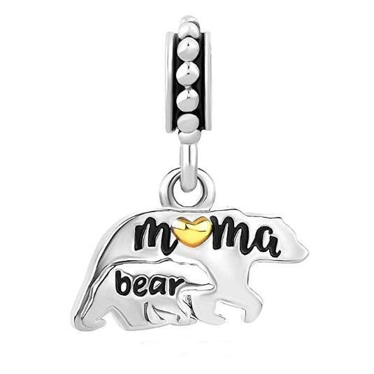 Silver Mama Bear Necklace Charm