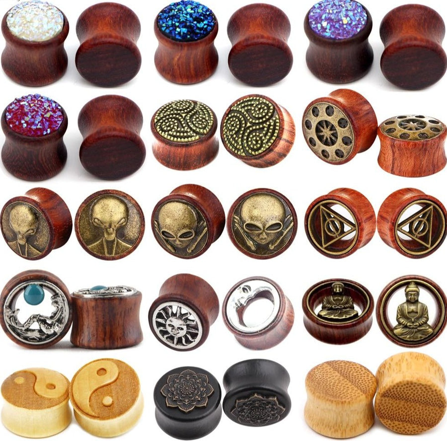 Wood & Bronze Vintage Style Ear Plug Collection 8mm - 30mm
