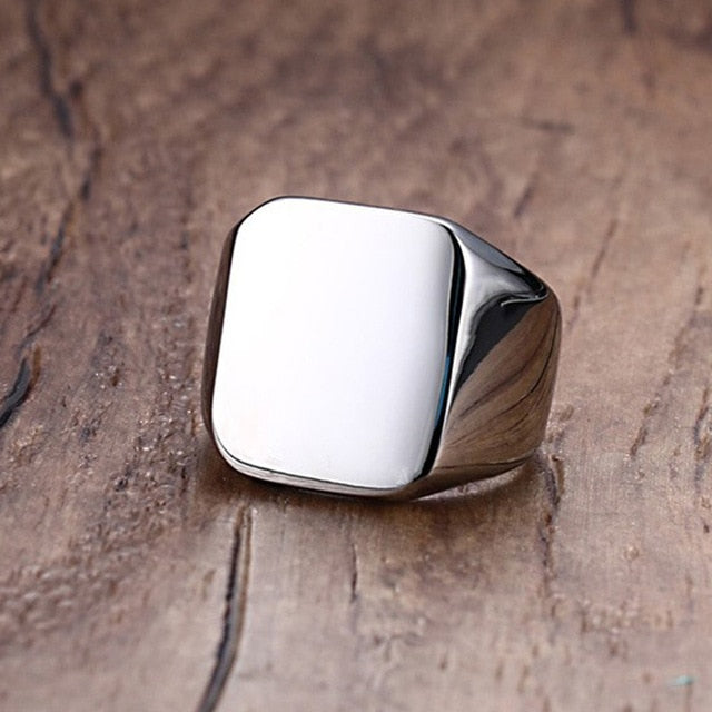 Silver Initial Signet Ring for Men 18mm