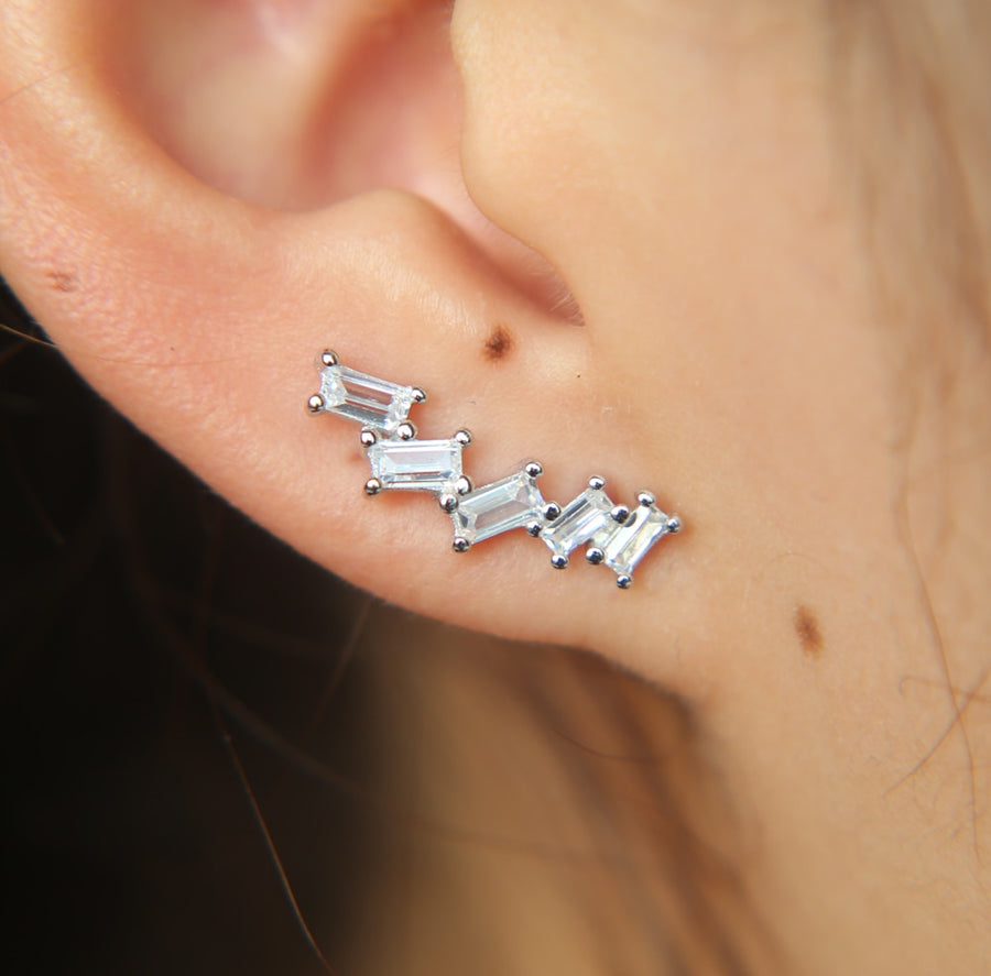 Sterling Silver Crystal Paved Ear Climbers