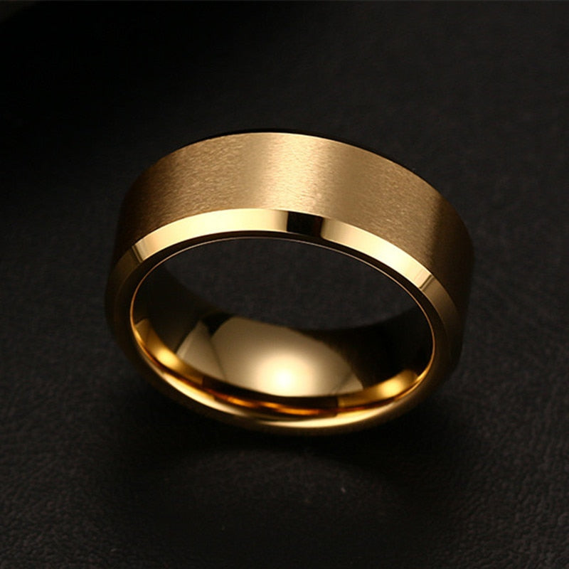 Plain Stainless Steel 8mm Gold, Black and Silver Rings