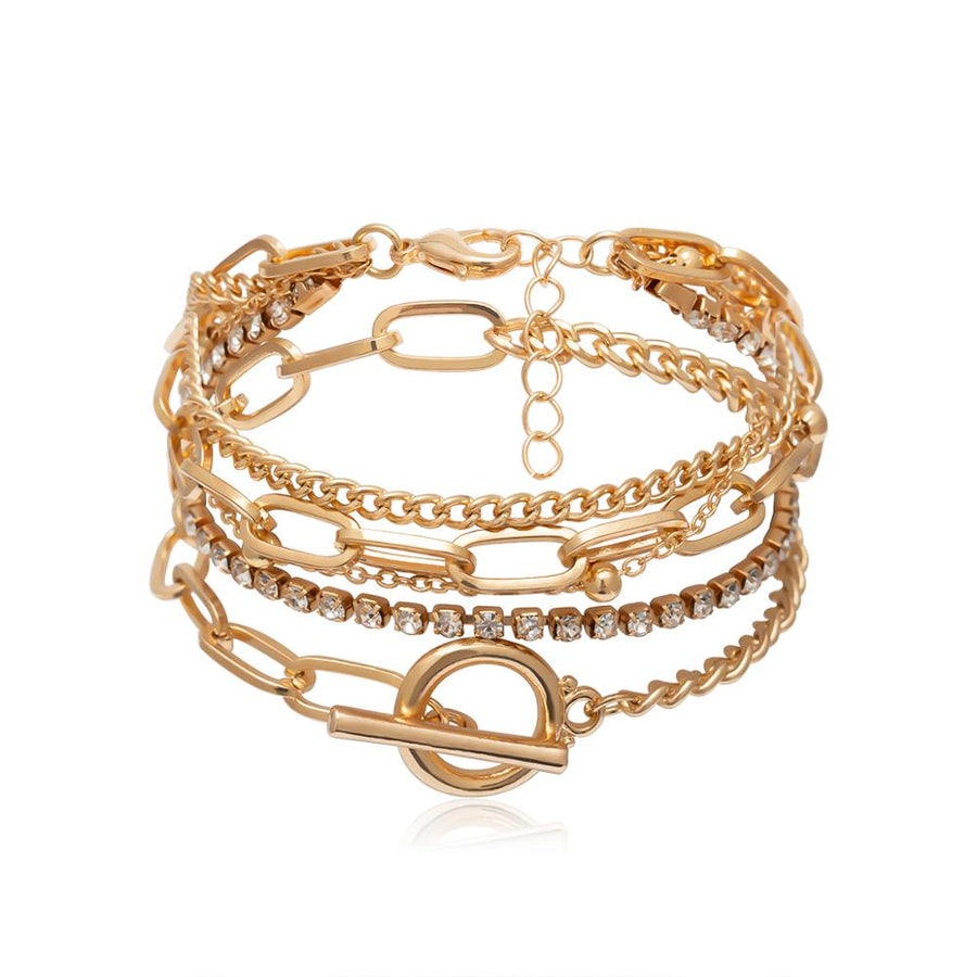 Gold & Silver Stacked Bracelet Set (3 - 5 Piece)