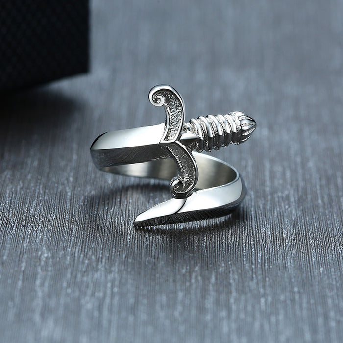 Men's Silver Dagger Sword Ring