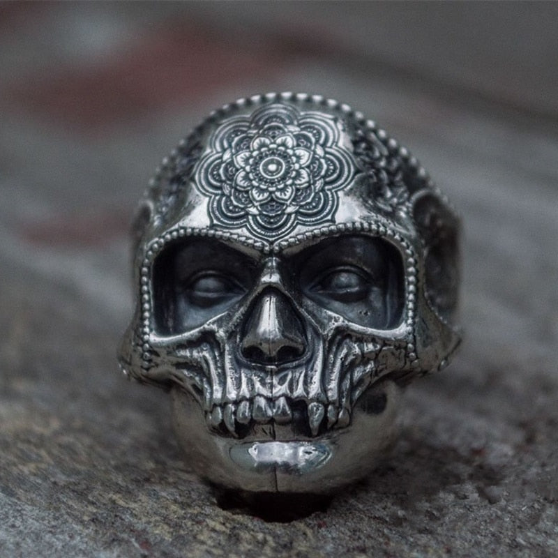 Mens Stainless Steel Skull Mask Purge Ring