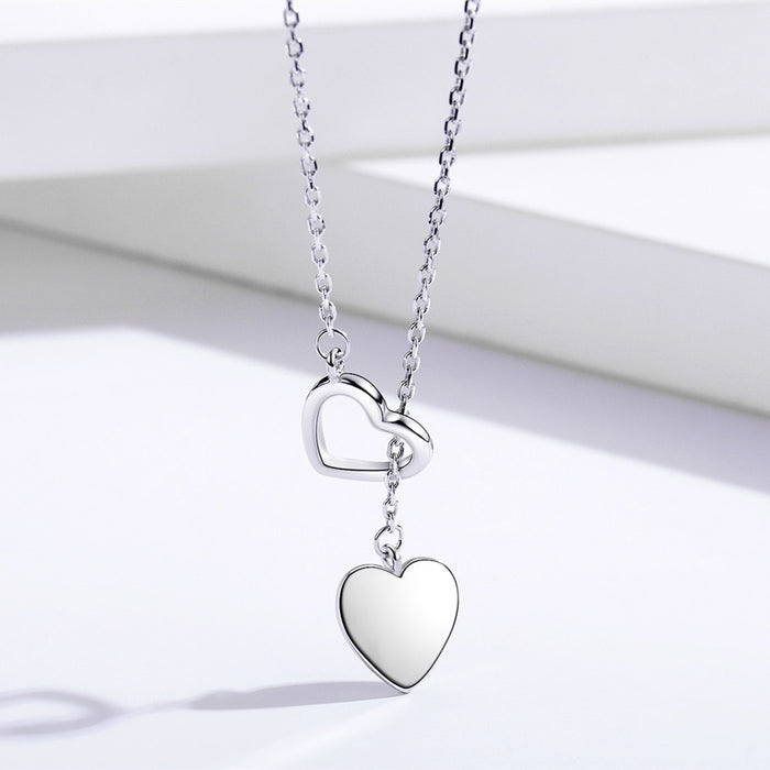 Sterling Silver Double Heart Pendant Necklace