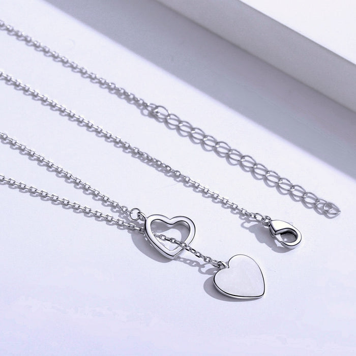 Sterling Silver Double Heart Pendant Necklace