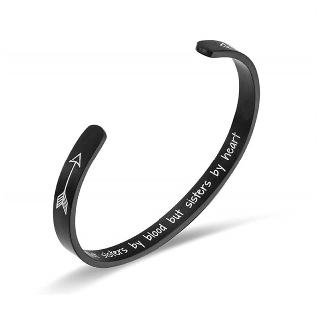 Stainless Steel ‘Sisters By Heart’ Bangle Bracelet