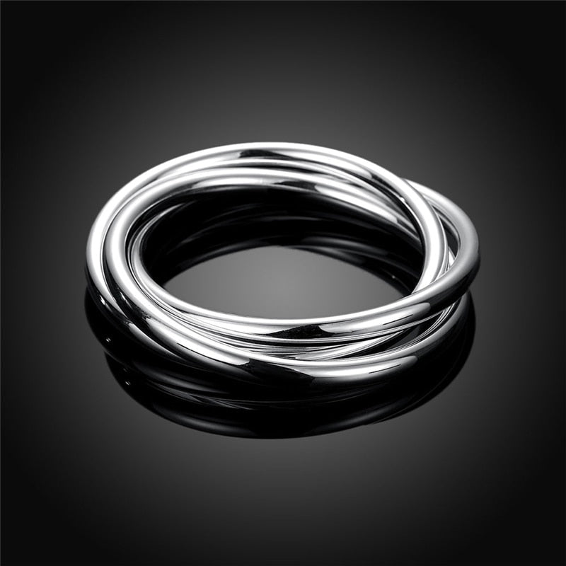 Sterling Silver Interlocking Stacked Bangle — Halo’s London