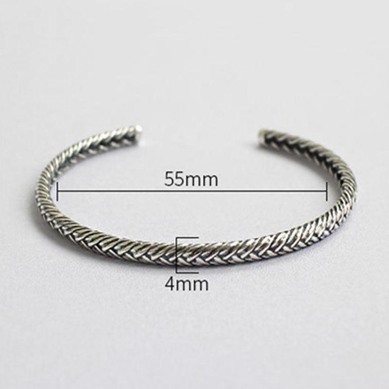 Sterling Silver Woven Open Bangle Bracelet