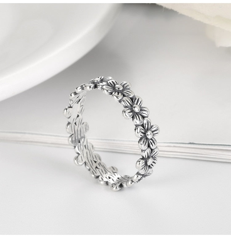 Sterling Silver Daisy Chain Stackable Ladies Ring